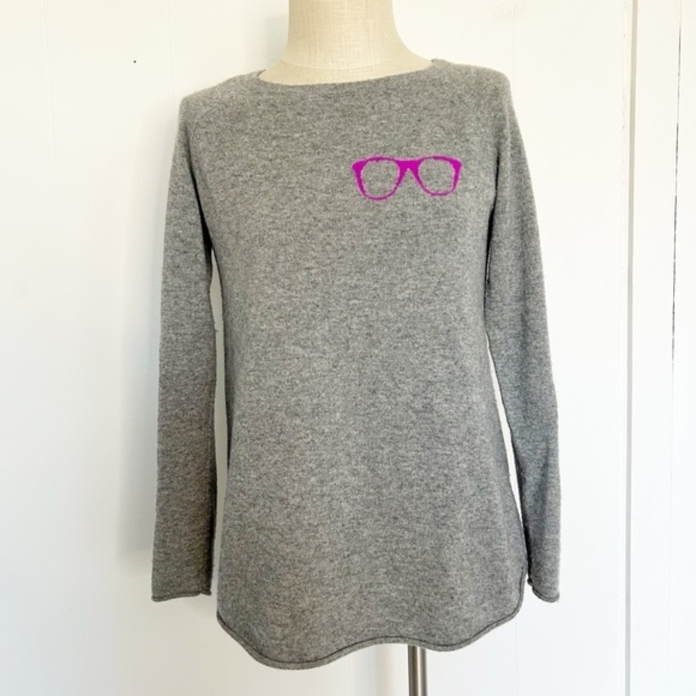 Project 100% Cashmere Grey Sweater Pink Glasses Size‎ Small
